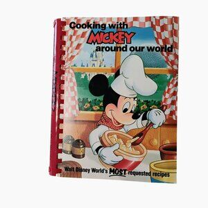 Disney Vintage Cooking With Mickey Around Our World Recipe Book, 1986 Cookbook